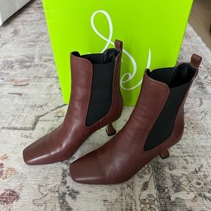 Brown kitten heel ankle boots Sam Edelman